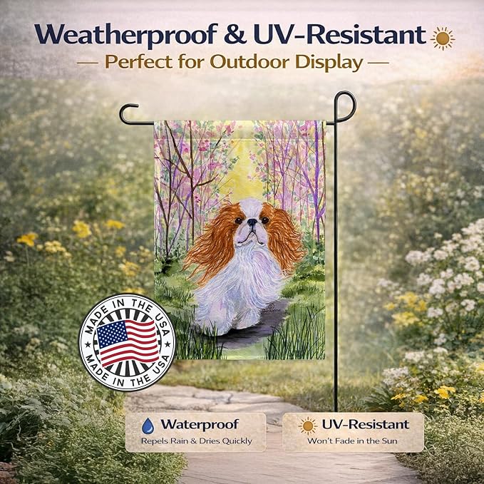 Caroline's Treasures SS8613GF English Toy Spaniel Garden Flag Mailbox Flag Decorative Yard Flag Banner Outside Patio Artwork Yard Flower Beds, Garden Size, Multicolor