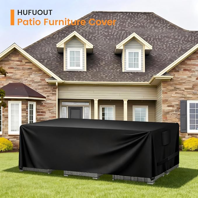 Patio Furniture Covers, Outdoor Furniture Cover Waterproof, General Purpose, Outside Table and Chair Covers, Heavy Duty 420D (Black, 74"L x 47"W x 28"H)