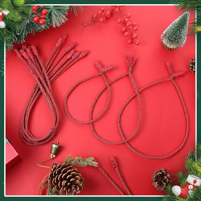 Zhengmy 24 Pcs Christmas Garland Ties Extra Long 30'' 25'' 20'' Red Decorative Twist Tie for Banister Reusable Flexible Twist Tie for Garland Stairway Railing Home Xmas Holiday Decor