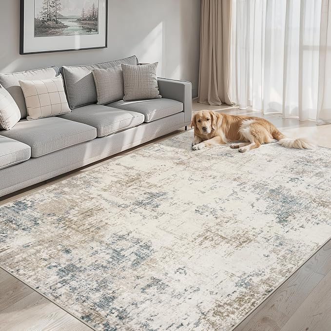 PLHXFR 10x14 Area Rug Living Room: Modern Abstract Washable Carpet Multi | For Bedroom Dining Room Farmhouse Nursery Home,Machine washable,Non Slip,Large Soft Neutral,Stain Resistant, Indoor Floor