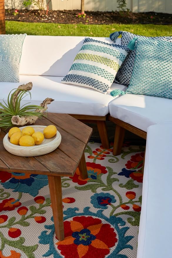 Nourison Home Aloha Multicolor 12' x 15' Area Rug - Easy Clean, Non Shedding, Bed Room, Living Room, Dining Room, Kitchen (12' x 15')