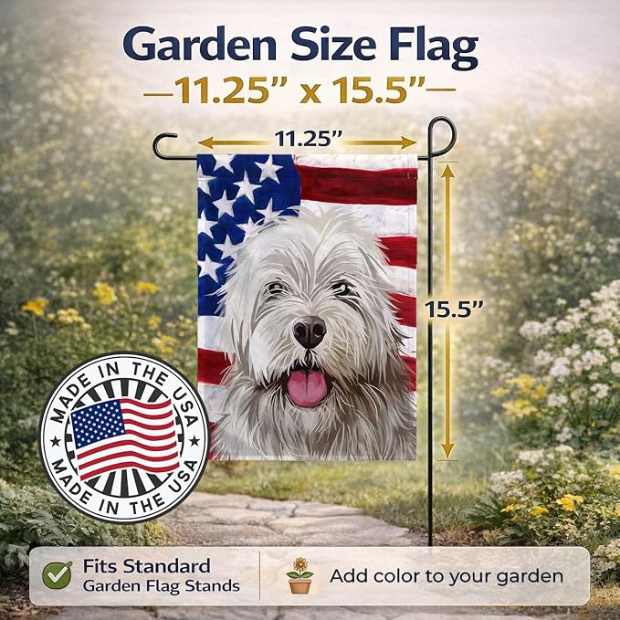 Caroline's Treasures CK6688GF Sapsali Dog American Flag Garden Flag Mailbox Flag Decorative Yard Flag Banner Outside Patio Artwork Yard Flower Beds, Garden Size, Multicolor