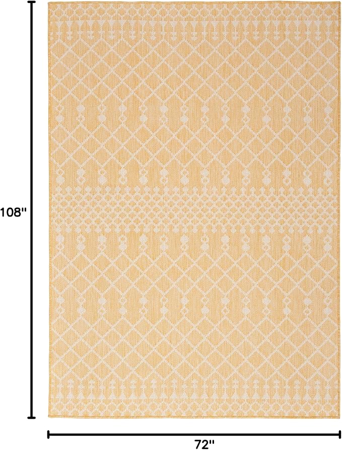 Nourison Home Positano Yellow 6' x 9' Area Rug - Easy Clean, Non Shedding, Bed Room, Living Room, Dining Room, Kitchen (6' x 9')