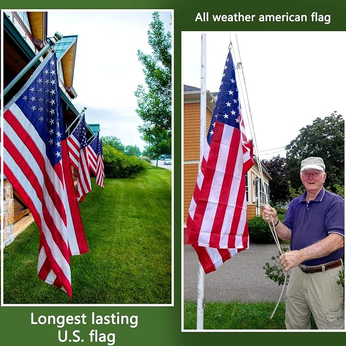 American Flags 5x8 Outdoor Use,Non Fading American Flags for Outside,American Flag Outdoor Heavy Duty, American Flag Longest Lasting,US Flag Embroidered Stars, Brass Grommets Sewn Stripes