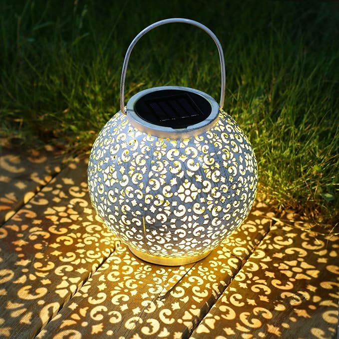 Outdoor Solar Big Lantern Waterproof Mothers Day Garden Gifts for Mom Women ,Solar Garden Lights for Backyard Table Walkway,Birthday Gifts for Grandma Wife (White,1Pack)