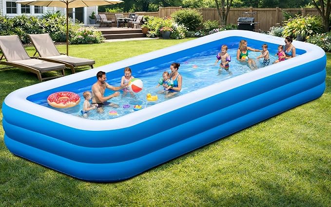 Extra Large Inflatable Pool 180" x 76" x 22" with Air Pump Included – 1303 Gallon Blow Up Pool for Adults Family, Heavy Duty Above Ground Outdoor Swimming Pool for Backyard Summer Party