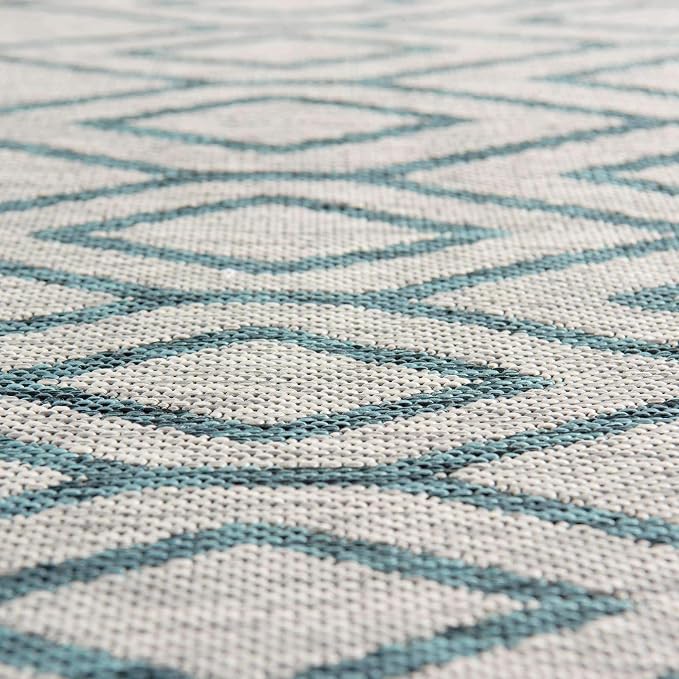 Jill Zarin Outdoor Collection Area Rug - Turks and Caicos (5' 3" x 8' Oval Gray Teal/Teal)