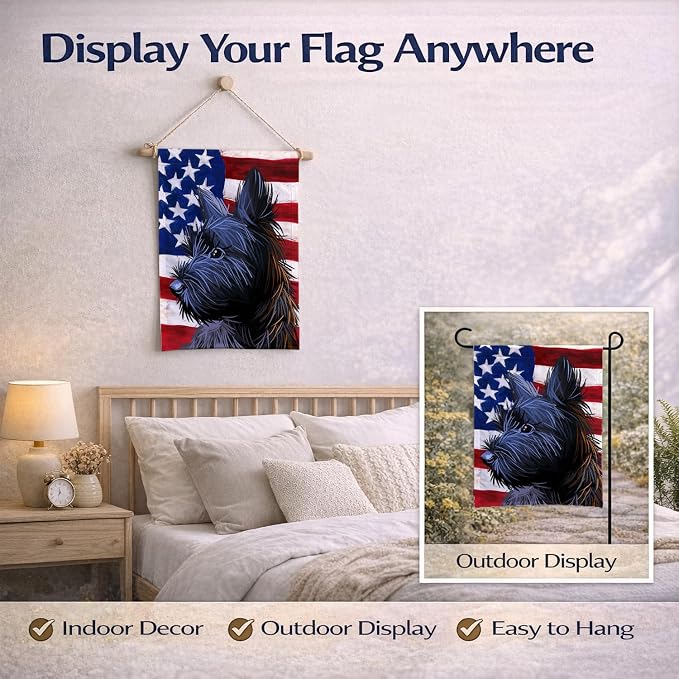 Caroline's Treasures CK6709GF Skye Terrier Dog American Flag Garden Flag Mailbox Flag Decorative Yard Flag Banner Outside Patio Artwork Yard Flower Beds, Garden Size, Multicolor
