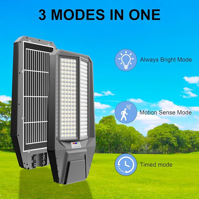 loyoele Ultra-Bright Solar Street Light with Motion Sensor, 11000W Commercial Outdoor Solar Security Light, IP67 Waterproof, Dusk-to-Dawn LED Flood Light for Yard, Parking Lot, Driveway, Barn, Garden