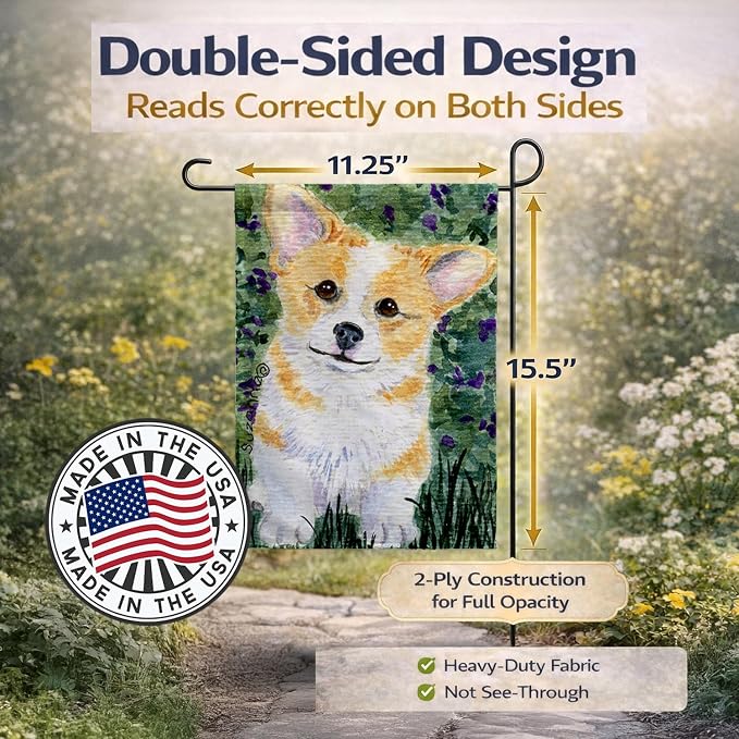 Caroline's Treasures SS8854GF Corgi Garden Flag Mailbox Flag Decorative Yard Flag Banner Outside Patio Artwork Yard Flower Beds, Garden Size, Multicolor