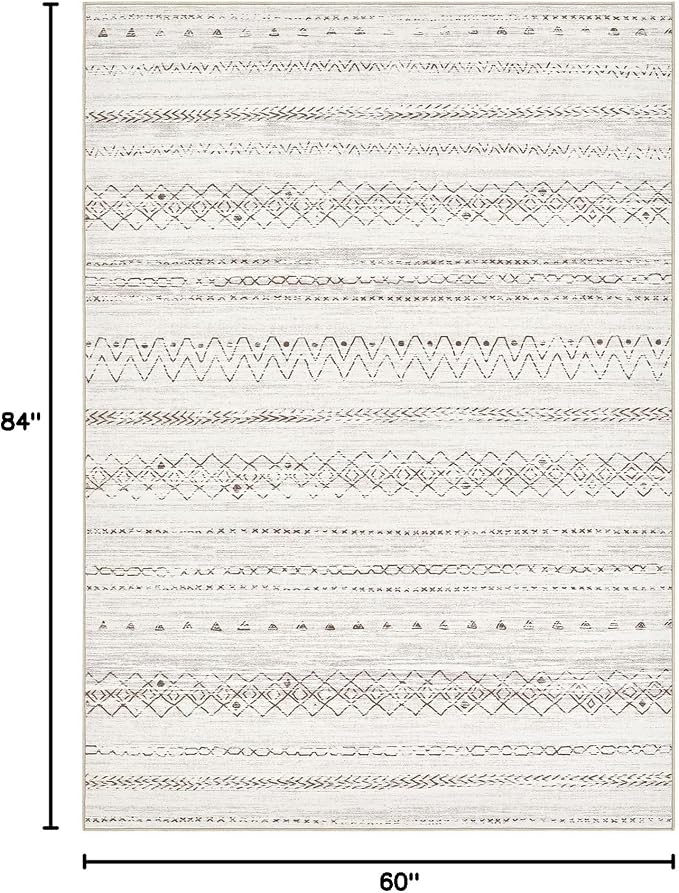 cotiled Boho 5x7 Area Rugs for Living Room: Soft Moroccan Washable Rug | Solve Modern Neutral Trendy Home Decor - Stain Resistan Indoor Carpet for Bedroom Dining Room Brown