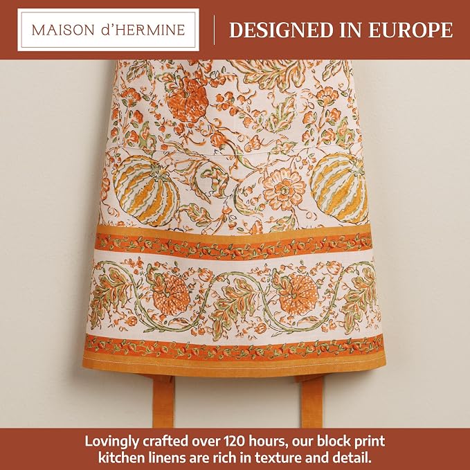 Maison d' Hermine Aprons for women with Pocket 100% Cotton (27.50"x31.50") | Adjustable Neck Strap & long ties Apron Men Chef Wedding Cooking Gardening Server Maid
