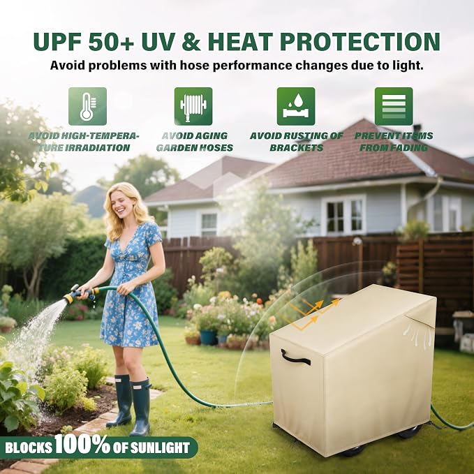 Garden Hose Reel Cart Cover,Waterproof, Dustproof and Sun-Proof Protect Your Garden Hose Reel Cart and prolong its Life(28"W x36"D x 36"H)