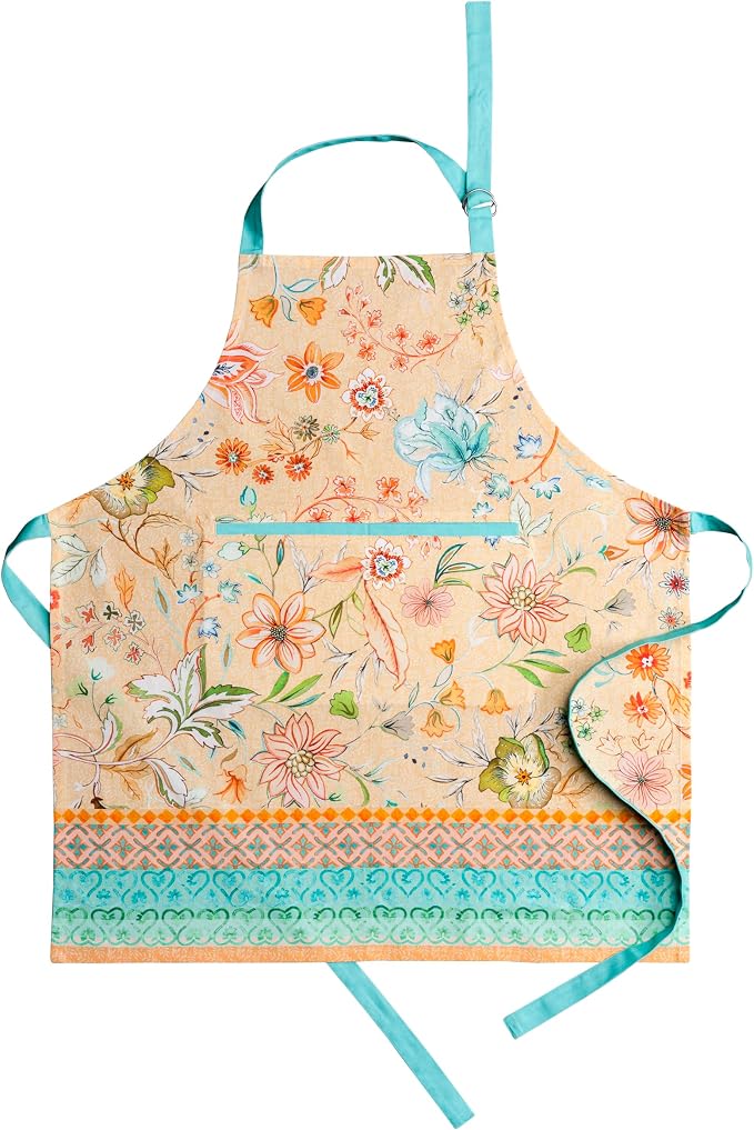 Maison d' Hermine Aprons for women with Pocket 100% Cotton (27.50"x31.50") | Adjustable Neck Strap & long ties Apron Men Chef Wedding Cooking Gardening Server Maid