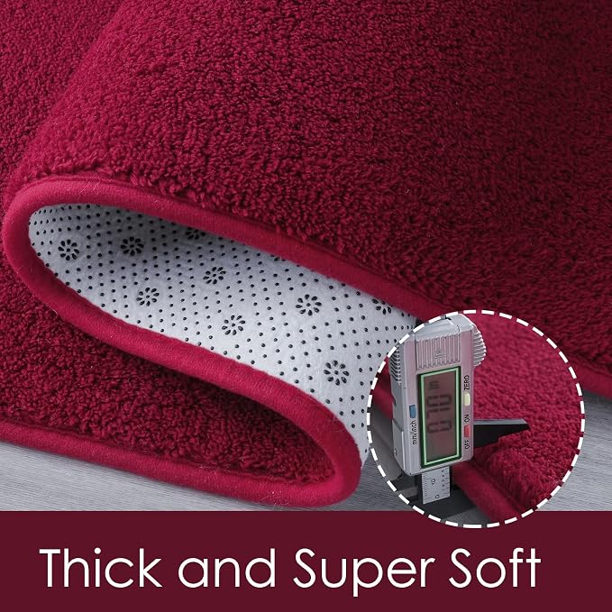 AROGAN 2x6 Runner Rug for Hallway, Long Runner Rugs Non Slip, Wine Red | Soft Washable Memory Foam Carpet for Bedroom, Non Slip Backing Runners Rug for Hallways, Kitchen, Bathroom, Entryway Home