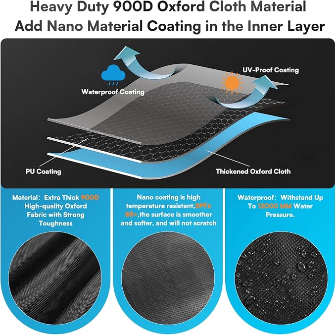 Patio Heater Cover - 900D Heavy-Duty Waterproof Anti-UV Outdoor Heater Cover with Telescopic Stainless Steel Pole, 89"×33"×19" Universal Fit for Most Patio Heaters & Radiators