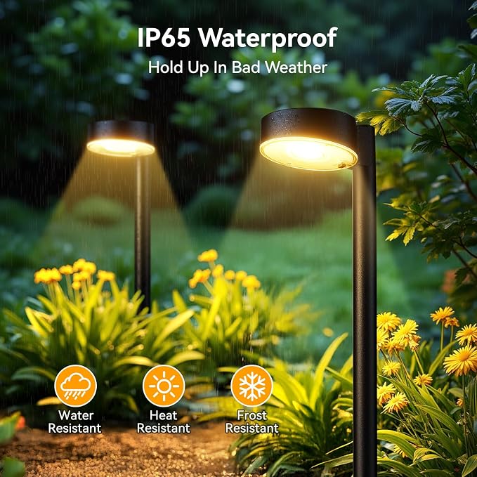 Ahaorigin 6 Pack Solar Pathway Lights Outdoor, 12 Brighter LED Solar Lights Outdoor Waterproof, Up to 12 Hrs Modern Solar Powered Path Light for Yard Garden Walkway Driveway, Warm White