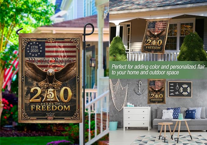 250 Years Of Freedom Flag, American Flag With Eagle, We The People Banner, Garden Flags For Outside, Two-sided Print, 250th Anniversary Patriotic Design, 250th Anniversary Usa Commemorative Flags 1 (12x18 Inch)