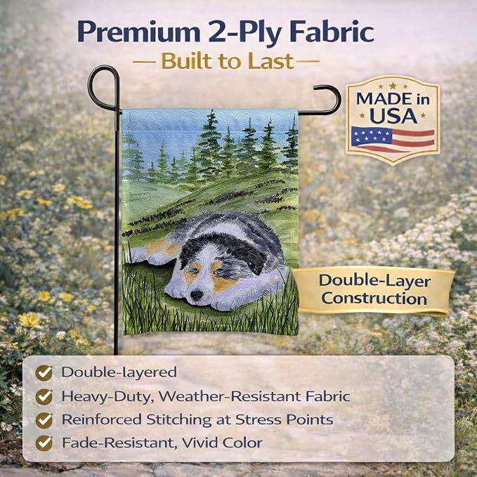 Caroline's Treasures SS8283GF Australian Shepherd Garden Flag Mailbox Flag Decorative Yard Flag Banner Outside Patio Artwork Yard Flower Beds, Garden Size, Multicolor