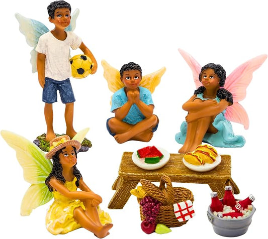 PRETMANNS Fairies for Fairy Garden – Cute Accessories for an Outdoor Miniature Garden – Fairy Figurines Kit - 9 Colorful & Beautifully Crafted Pieces