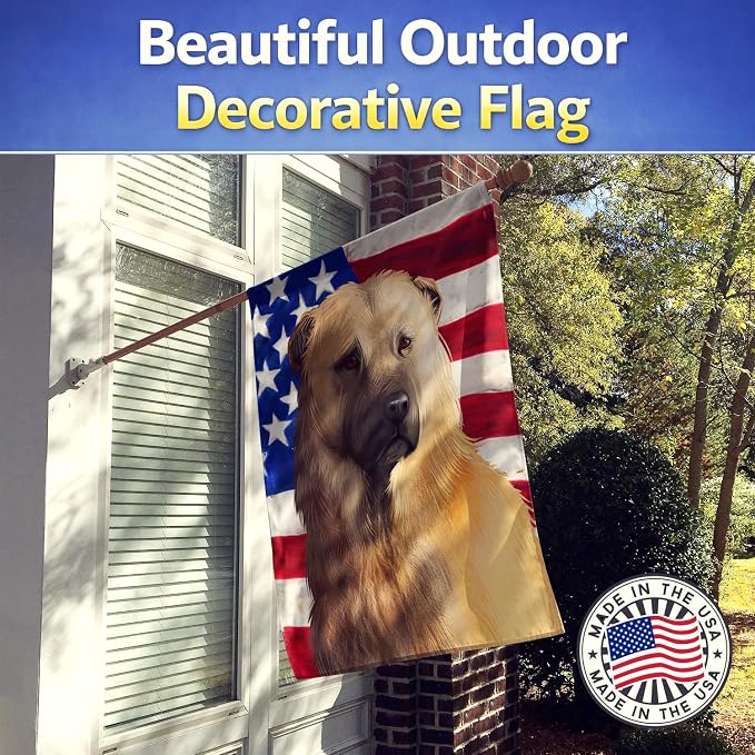 Caroline's Treasures CK6384CHF Afghan Shepherd American Flag House Flag Large Porch Sleeve Pole Decorative Outside Yard Banner Artwork Wall Hanging, Polyester, House Size, Multicolor