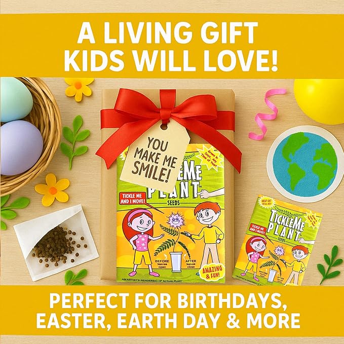Birthday Gift for Mom – TickleMe Plant that Moves When Touched – Adult Plants Can Produce Pink Flowers – Unique Gift for Mom from Daughter, Son or Kids – Easy Indoor Grow Kit
