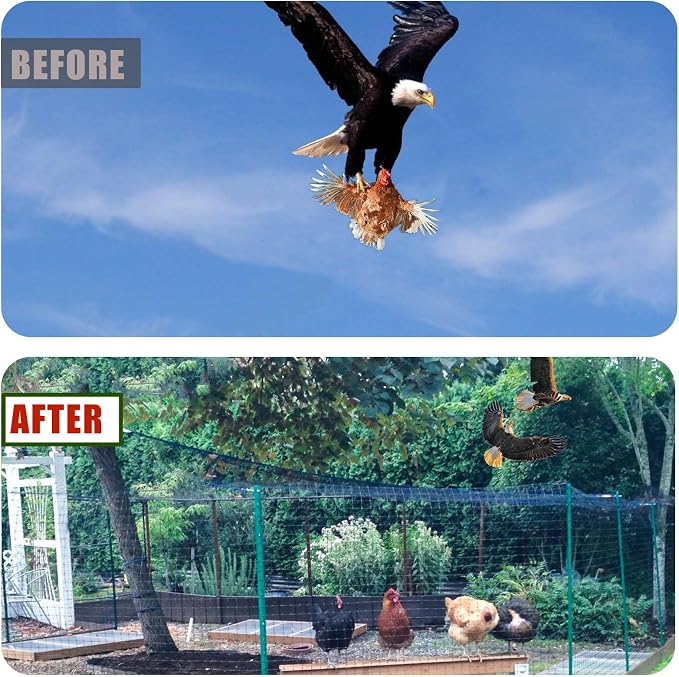 50x100 Bird Netting for Garden Protection - 1" Mesh Netting to Cover Chicken Coops and Garden Hoops, Large Bird Net to Protect Chickens, Blueberry Bush, Fruit Trees, Plants from Hawks, Deer