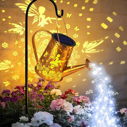 YJFWAL Solar Watering can with Lights, Gifts for Mothers Day Mom Grandma Women Birthday, Waterproof Gardening Gifts Watering Can with Cascading Lights Outdoor Decor for Garden Patio Yard Pathway