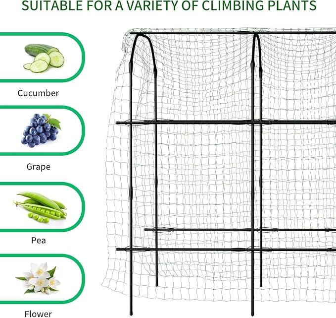 DoCred Tall Garden Arch Trellis for Climbing Plants, 87in x 75in Tall Metal Plant Support Trellis Archway for Climbing Vine Vegetable/Fruit/Flower Outdoor Garden Trellis Decoration, Black