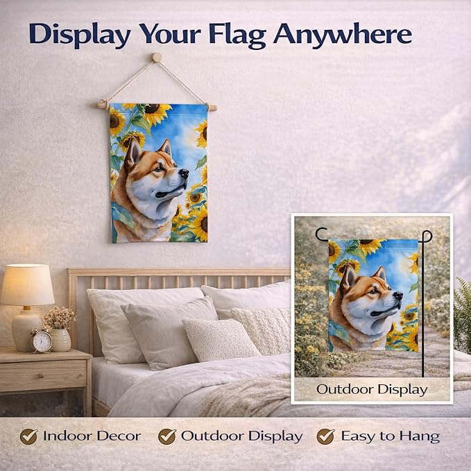 Caroline's Treasures DAC6003GF Akita in Sunflowers Garden Flag Mailbox Flag Decorative Yard Flag Banner Outside Patio Artwork Yard Flower Beds, Garden Size, Multicolor