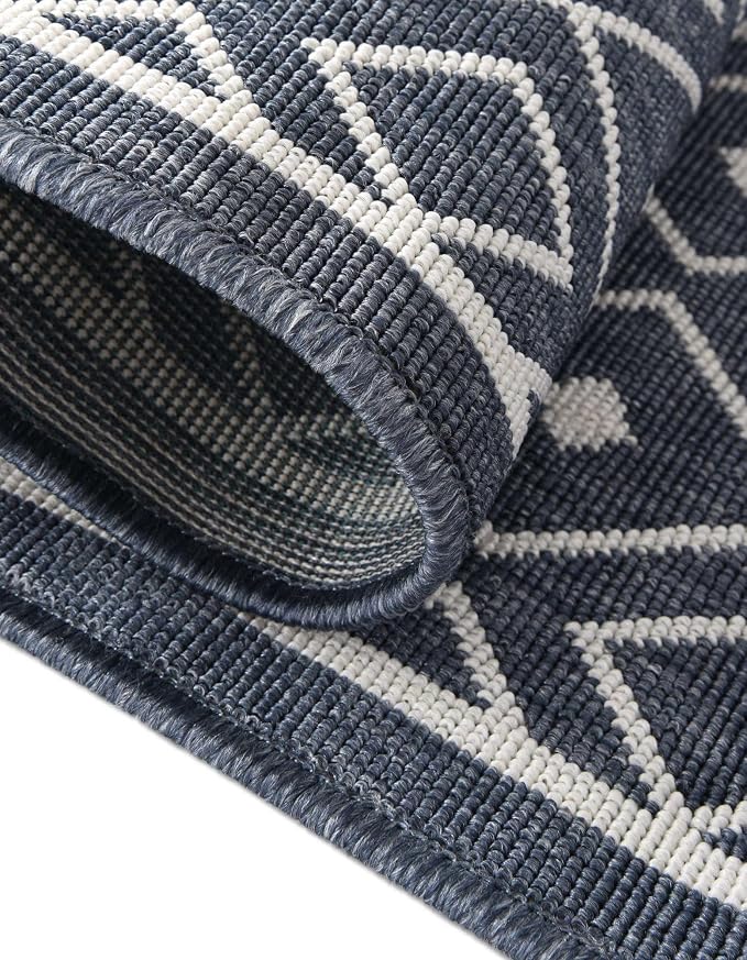 Unique Loom Outdoor Trellis Collection Area Rug - Kafes (4' 1" x 6' 1" Rectangle, Navy Blue/ Ivory)
