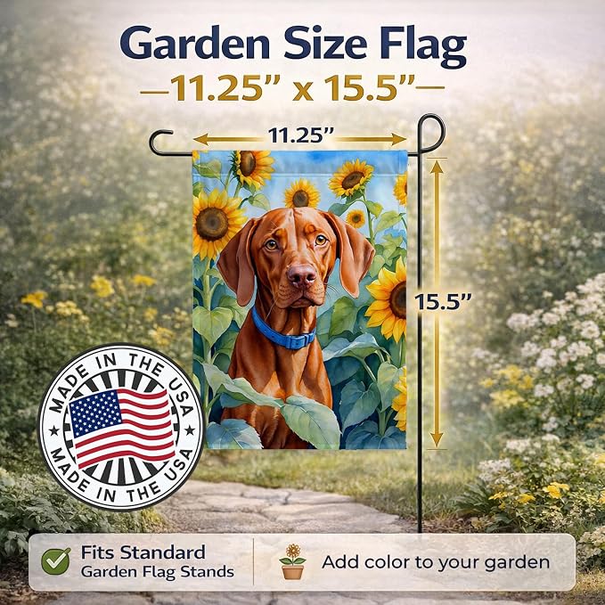 Caroline's Treasures DAC6169GF Vizsla in Sunflowers Garden Flag Mailbox Flag Decorative Yard Flag Banner Outside Patio Artwork Yard Flower Beds, Garden Size, Multicolor