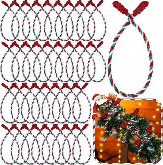 Zhengmy 32 Pcs 20 Inches Christmas Garland Ties Christmas Decorative Twist Ties for Banister Reusable and Flexible Twist for Xmas Home Decorations Holiday Craft Wrapping (Red Green White)