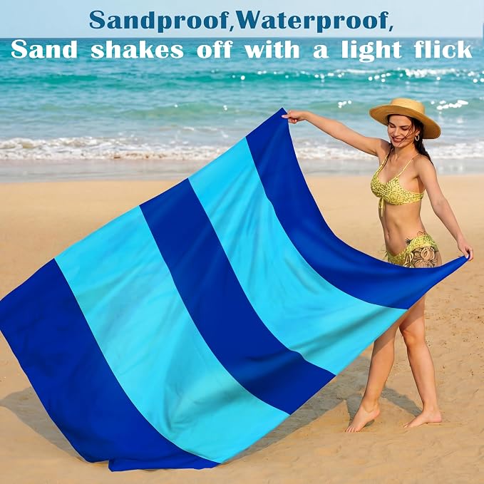 Famstar Beach Blanket Oversized Extra Large 78"X81"/10'X9',Waterproof Sandproof Beach Blanket 2-8 Adults Lightweight Durable for Travel Camping Hiking Picnic