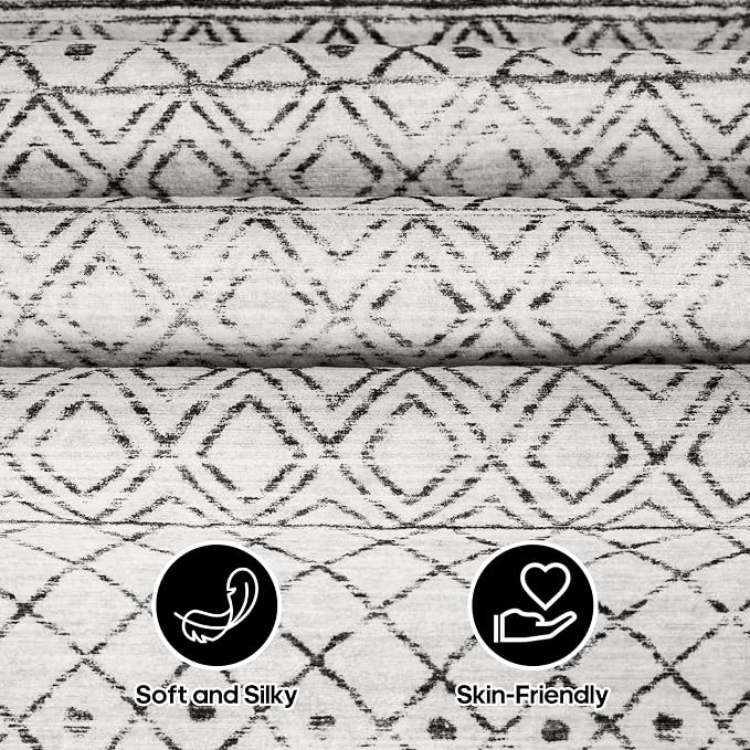 Hallway Runner Rug Washable 2'6"x8': Moroccan Non Slip Rugs Geometric Grey | Soft Indoor Floor Carpet Low Pile Mat with Rubber Backing for Living Room Kitchen Bedroom