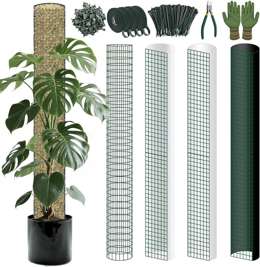 Metal Moss Poles for Climbing Plants, D-Shape Sphagnum Moss Pole Monstera Plant Support for Climbing Plants, DIY Plant Stakes Work with Sphagnum Moss (12ft D-Shaped & 28ft Round)