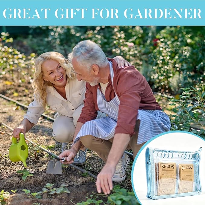 Seed Storage Organizer Binder, Seed Packet Organizer with 160 Pockets(80 Pack Resealable Seed Envelopes),3.9x5.3 Inch Clear Sleeves, Seed Saver for Garden Lover(Blue)