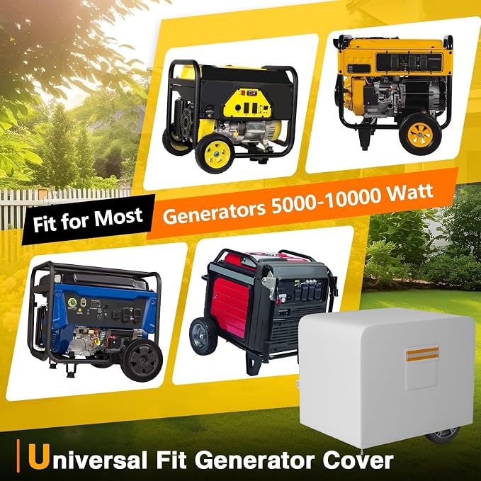 EVRBUL Generator Cover, 32”L x 24”W x 24”H Heavy Duty Waterproof 420D All-Weather Generator Cover with Storage Pocket Compatible with Most Generators 5000-10000 Watt (Gray)