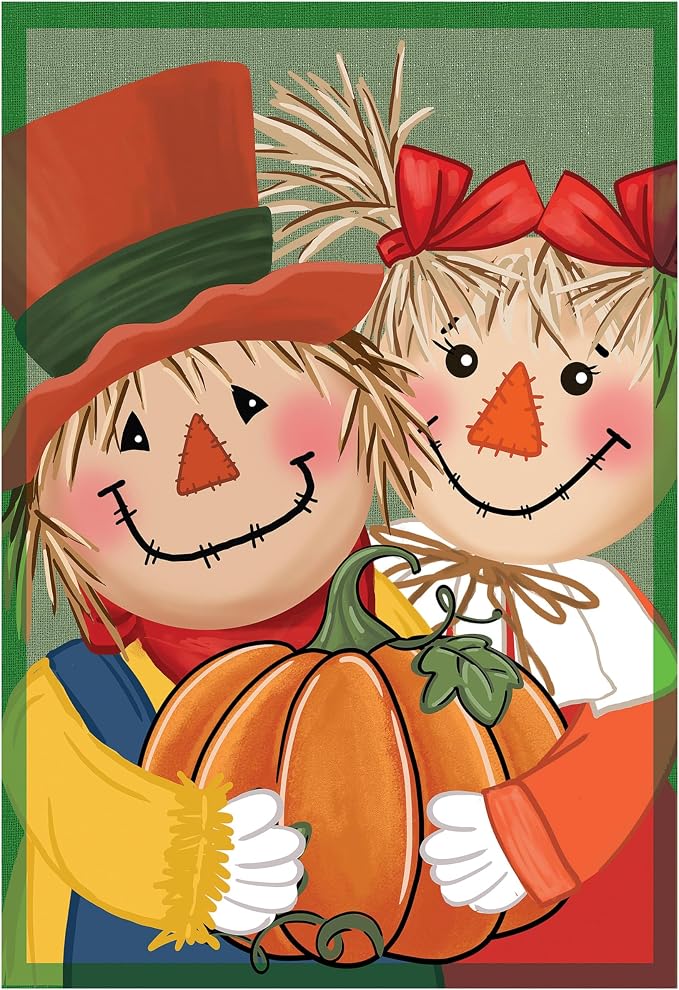 Evergreen Flag Fall Garden Flags Double Sided, Garden Flags for Outside Autumn Decorations for Home, Porch, Yard (Scarecrows, 12x18 inch)