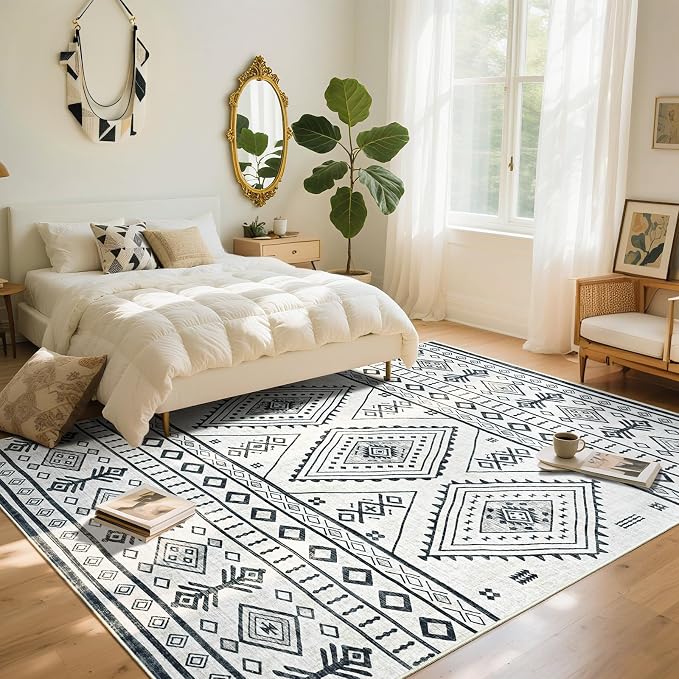 BENRON Western Rugs for Living Room Bedroom 5x7, Non Slip Washable, Boho | Southwest aztec Area Rugs for Dining Table Kitchen Home Decor, Geometric