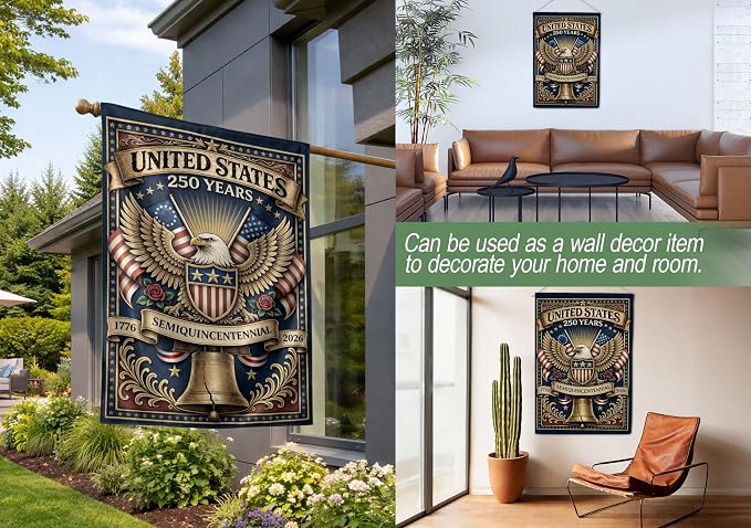 1776-2026 Commemorative, 250 Anniversary Usa Flag, Dualided Design, American 250th Anniversary Patriotic Design, American Flag With Eagle, Garden Flags For Outside 4 (30x40 Inch)