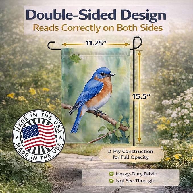 Caroline's Treasures New York Eastern Bluebird Garden Flag Mailbox Flag Decorative Yard Flag Banner Outside Patio Artwork Yard Flower Beds, Garden Size, Multicolor