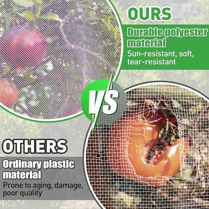 6 Pack Insect Bird Netting Cover - 3.3x5FT Garden Netting Blueberry Bushes Plant Covers with Drawstring, Fine Mesh Fruit Tree Net for Protecting Lemon Orange from Barrier Squirrel Deer