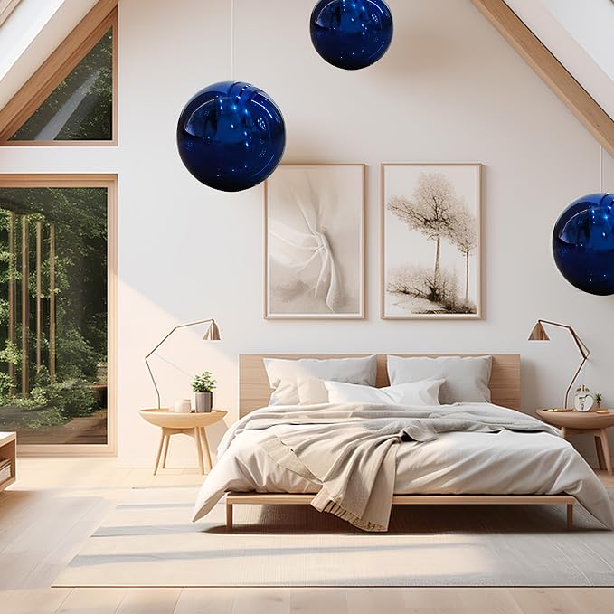 Gazing Ball Stainless Steel Gazing Globe Mirror Reflective Garden Sphere Floating Pond Balls Gazing Ball Shiny Home Outdoor Ornament (Blue, 6Pack)