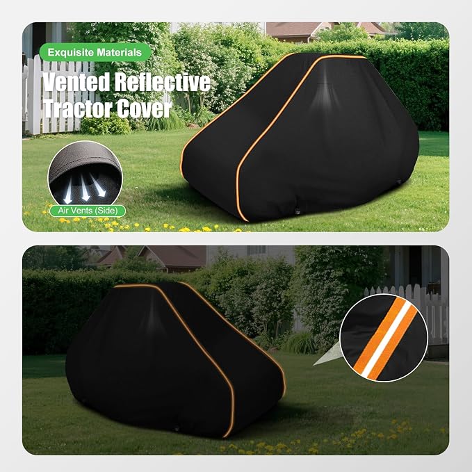 Zero Turn Lawn Mower Cover Heavy Duty Waterproof for Outdoor, 79"x55"x46" | Fits John Deere, Toro TimeCutter, Cub Cadet, Husqvarna, 420D with Cotton Lining, Windproof Elastic Hem and Buckles