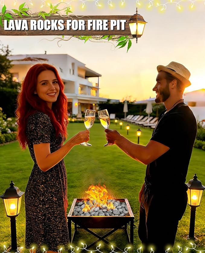 20 Pounds Lava Rock Pebbles 2-3 Inch Natural Lava Stones for Fire Rocks for Gas Fire Pits, Fireplaces, Landscaping, and Plant Cultivation, Natural Tumbled Stones for Indoor and Outdoor
