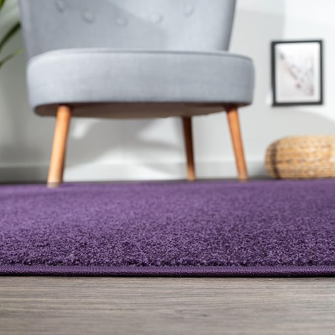 JONATHAN Y Haze Solid Low-Pile Purple Runner Rug 2x8, Coastal,Bohemian,Minimalist,Classic, Easy-Cleaning for Living Room,Bedroom,Kitchen,Pet Friendly,Non-Shedding (SEU100N-28)