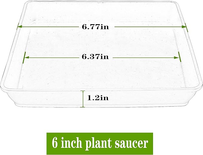 LWALRS 5 Pack Square Plant Saucer, Plastic Plant Water Dray Tray 6 Inch, Planters for for Pots Base Indoors and Outdoors Plants，Heavy Plant Trays for Pots (6 inch, White)