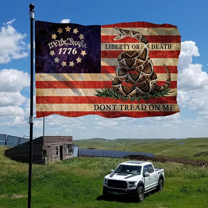 Don't Tread On Me Flag 3x5 Ft For Outside, Double Printed Dont Tread On Me Flags Banner, USA American Gadsden Rattlesnake Garden Flag Outdoor With UV Fade Proof