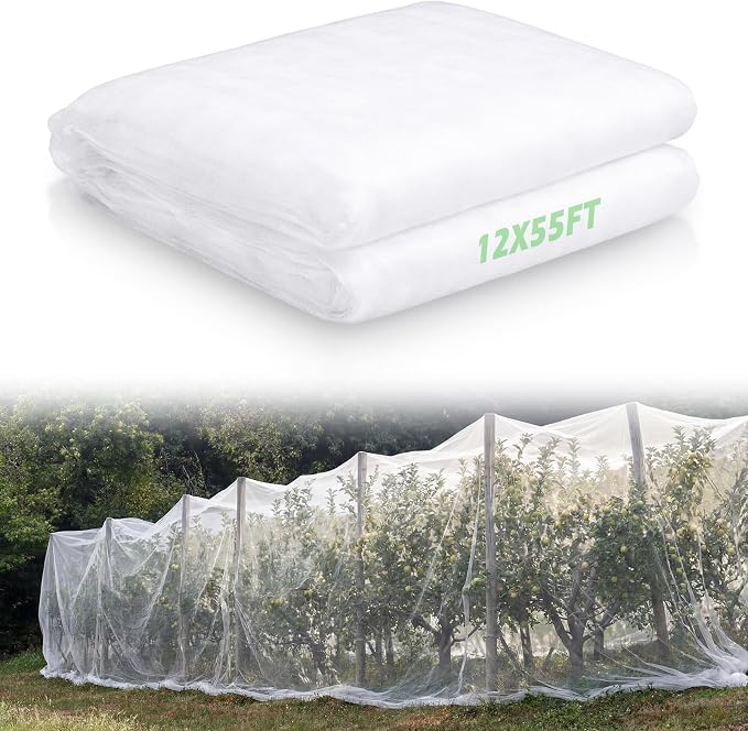 Garden Insect Netting for Raised Beds Extra Large Fruits Tree Netting Pest Barrier White Ultra Fine Mesh Row Bed Covers Net for Vegetable Fruit Protection from Insect Bird Animals(12 x 50 ft)